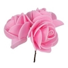 Bijsteker roos toef foam 3x3xcm+12cm draad roze
