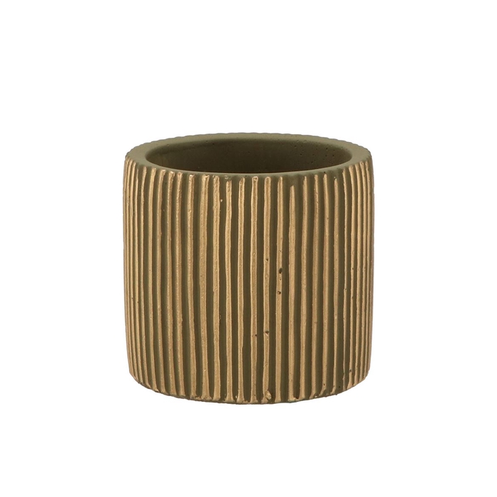 <h4>Stripes Green Gold Cylinder Pot 11x10cm Nm</h4>