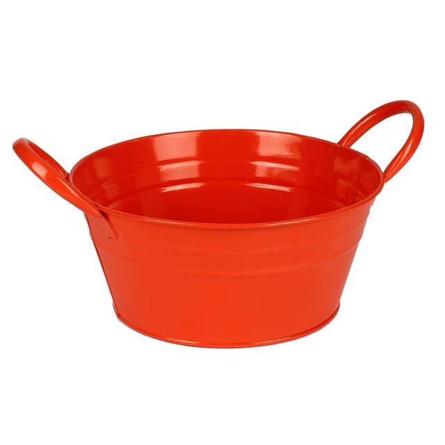 <h4>Zinc bowl with handles orange D18,5cm + H9cm</h4>