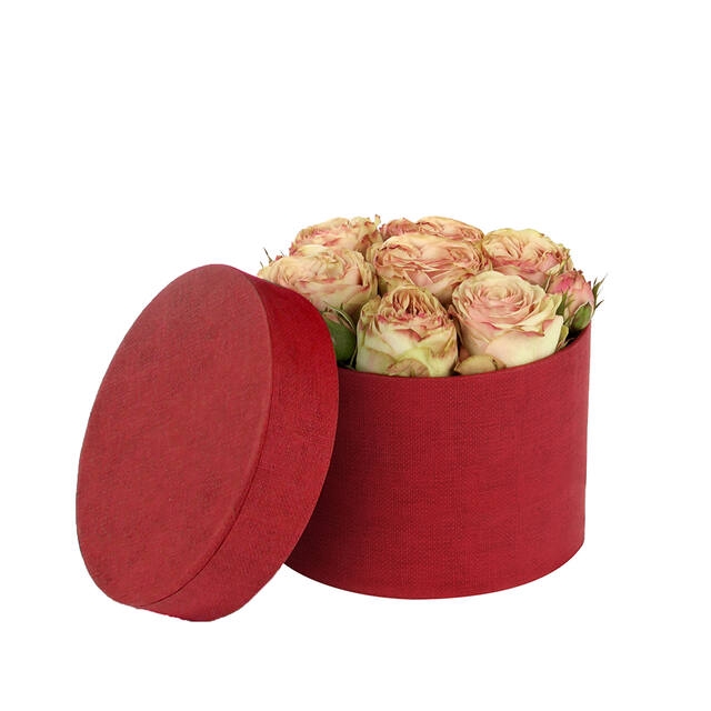 <h4>Hat box Fabric carton Ø14xH10cm red</h4>