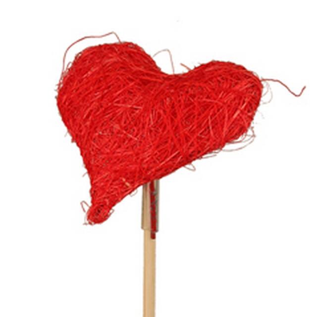 <h4>Bijsteker hart sisal 8x8cm+50cm stok rood</h4>