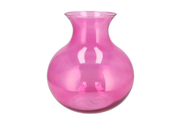 Mira Fuchsia Glass Cone Neck Sphere Vase 25x25x27cm
