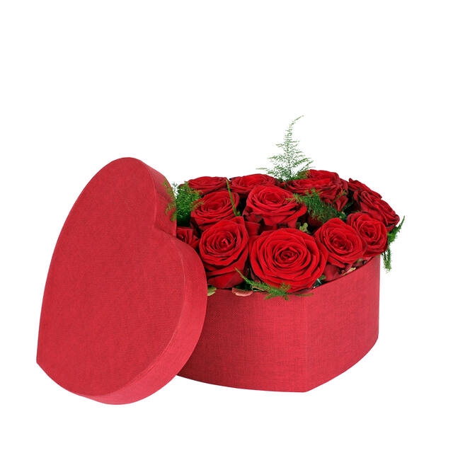 <h4>Hat box Fabric heart carton 20x25xH10cm red</h4>
