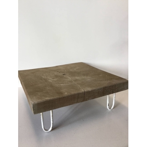 Teak Table square with white iron legs 29x29x10cm greywhite