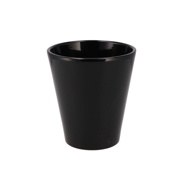 <h4>Ceramic Orchid Pot Shiny Black 15cm</h4>