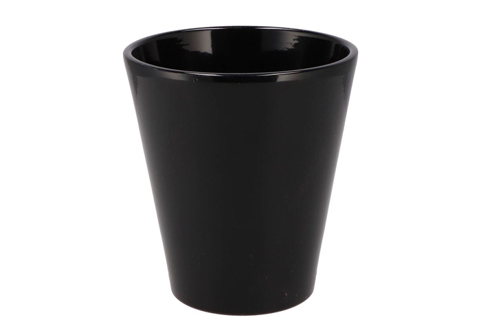<h4>Ceramic Orchid Pot Shiny Black 15cm</h4>