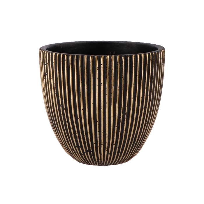 <h4>Stripes Black Gold Egg Pot 18x17cm Nm</h4>