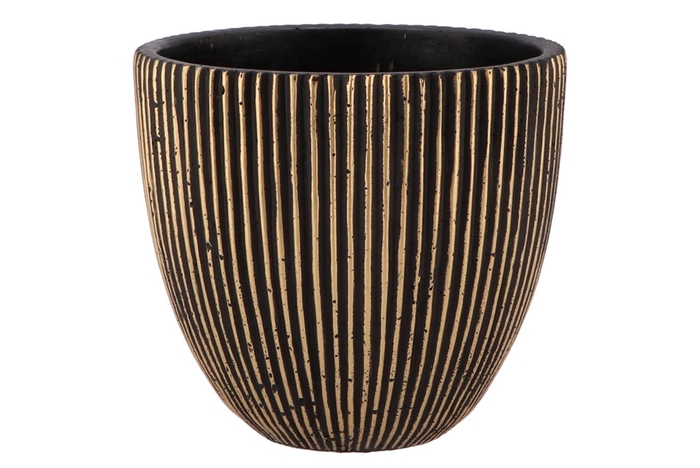 <h4>Stripes Black Gold Egg Pot 18x17cm Nm</h4>