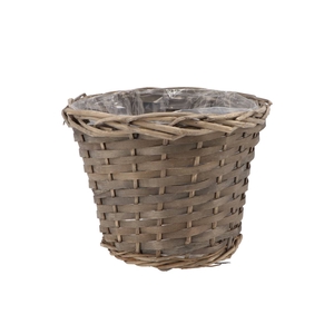Wicker pot basket round grey 22x18cm