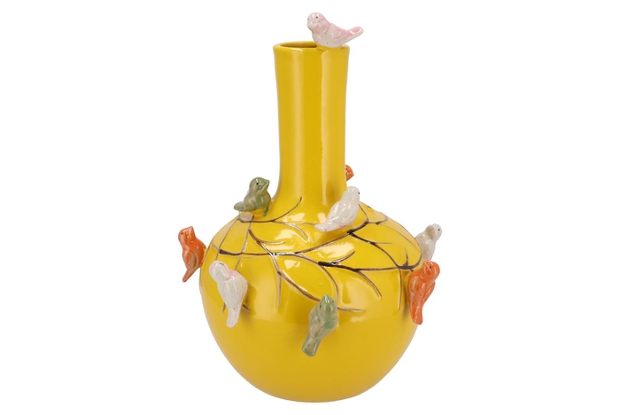 <h4>Bird Vase Yellow Tube 26x33cm</h4>