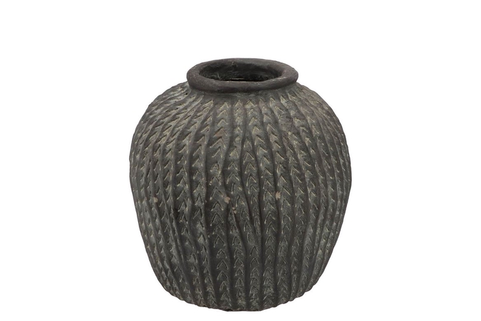 <h4>Gamla Grey Pot Allover Stripes 26x26x27,5cm</h4>