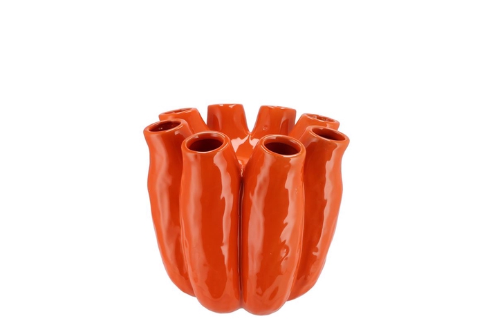 Luna Orange Tube Vase 16x16cm