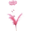 Valentine heart + feathers+ pearls 50cm stick pink