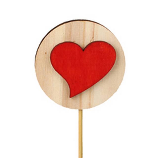 <h4>Bijsteker schijf+hart hout 5,5cm+12cm stok rood</h4>