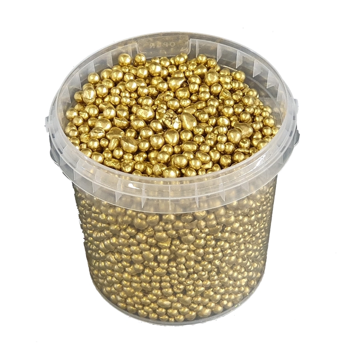 Terracotta pearls 1 ltr bucket gold