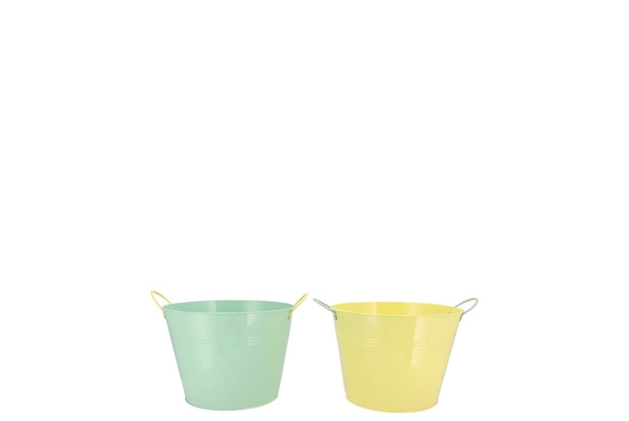 <h4>Zinc Basic Pastel Green/yellow Ears Bucket 10x9cm</h4>