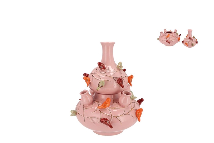 Bird Vase Light Pink Bubbles 23x25cm