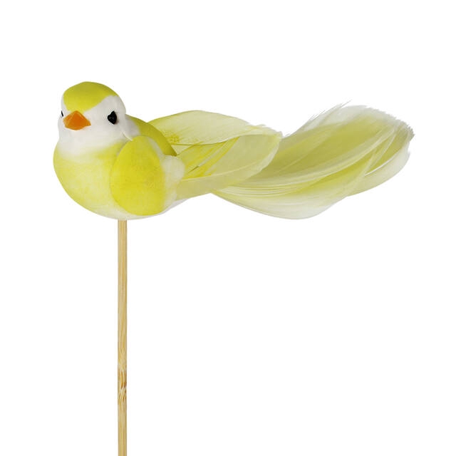 Pick bird Pájaro 11x4cm + 12cm stick yellow