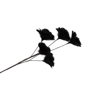 Silk Feather Flower Black 5 Op Steel 85cm Nm