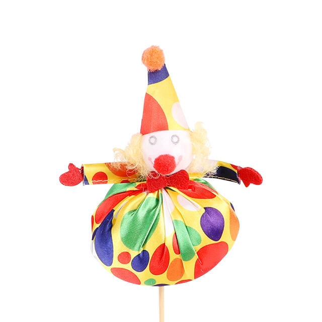 Bijsteker clown Vinny pluche 10cm +50cm stok