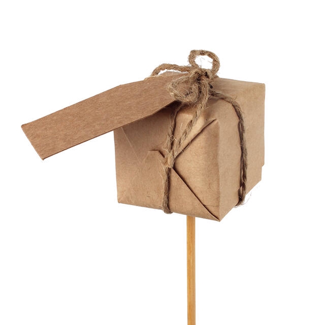 <h4>Pick gift box kraft 4x4cm + 12cm stick natural</h4>