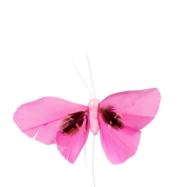 Bijsteker Butterfly 6x10cm+12cm draad 48 st. roze