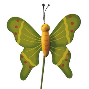 Bijsteker Vlinder flying hout 7x8cm+50cm st groen