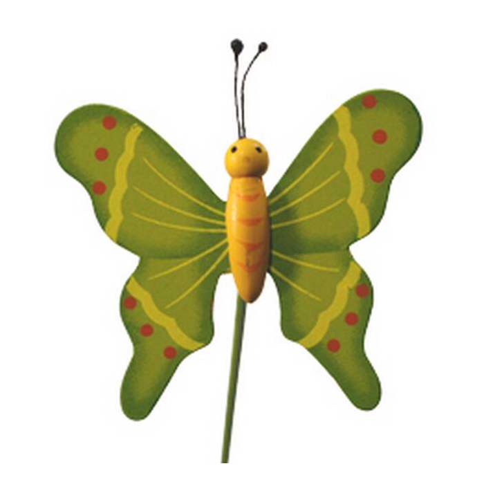 <h4>Bijsteker Vlinder Flying Hout 7x8cm+50cm St Groen</h4>