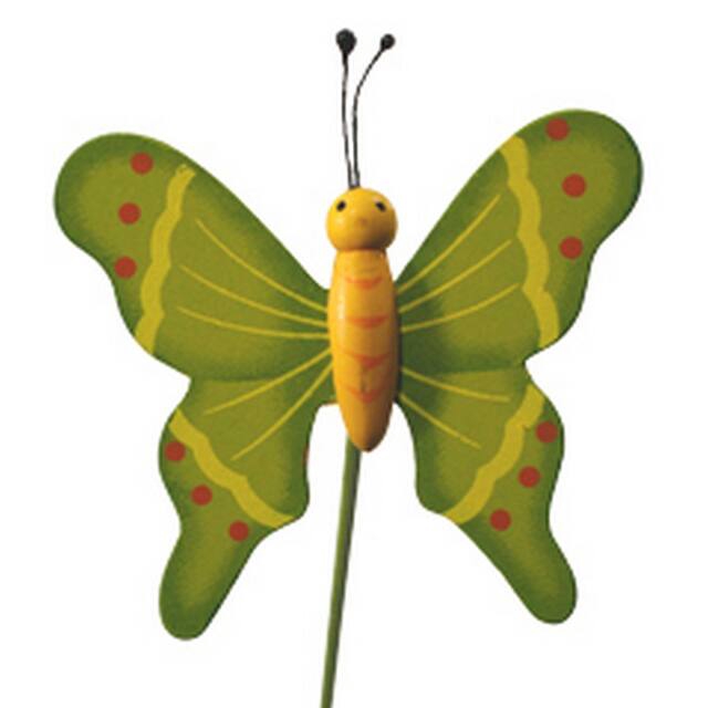Bijsteker Vlinder flying hout 5x6cm+20cm st groen