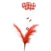 Bijsteker hart+veer+parels 17x7cm+50cm stok rood