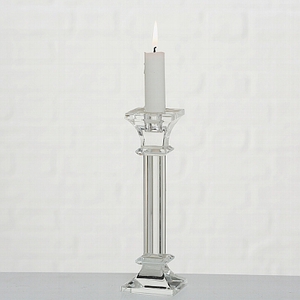 Candle holder Apollo, H 20,00 cm, L 6,00 cm, Clear glass, Transparent glass clear clear