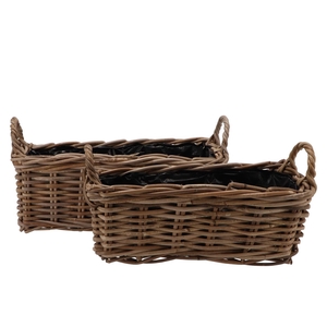 Rattan basket rectangle 44x20x17cm + handles h24 2