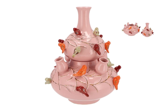 Bird Vase Light Pink Bubbles 33x37cm