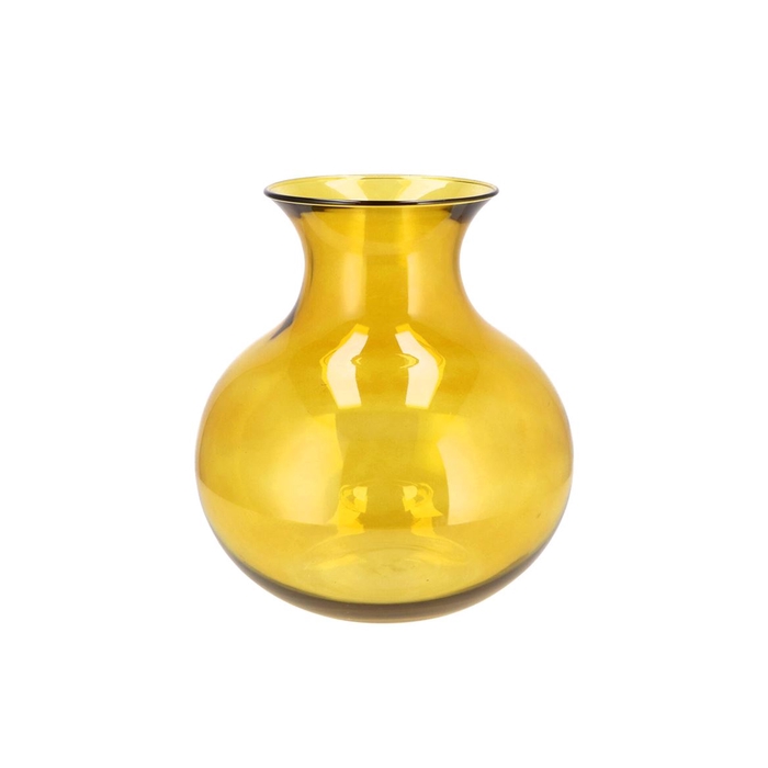 <h4>Mira Yellow Glass Cone Neck Sphere Vase 25x25x27cm</h4>