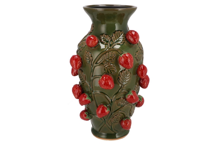 Fruit Strawberry Green Vase 24x38cm
