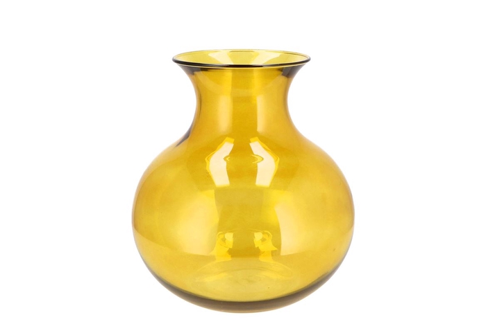 <h4>Mira Yellow Glass Cone Neck Sphere Vase 20x20x21cm</h4>