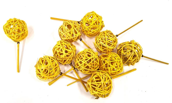 Bruce ball short stem 10pc in poly Yellow