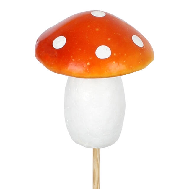 Bijsteker paddenstoel Ø5cm + 12cm stok oranje