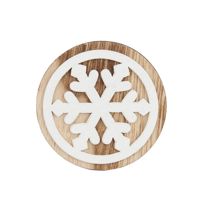 <h4>Lux Sneeuwvlok Wood Ø7cm Met Clip</h4>