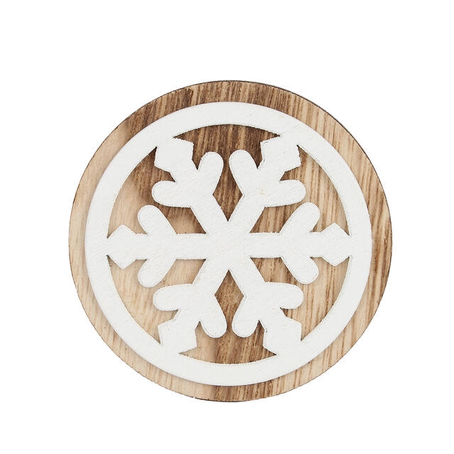 <h4>Lux snowflake wood Ø7cm + clip</h4>