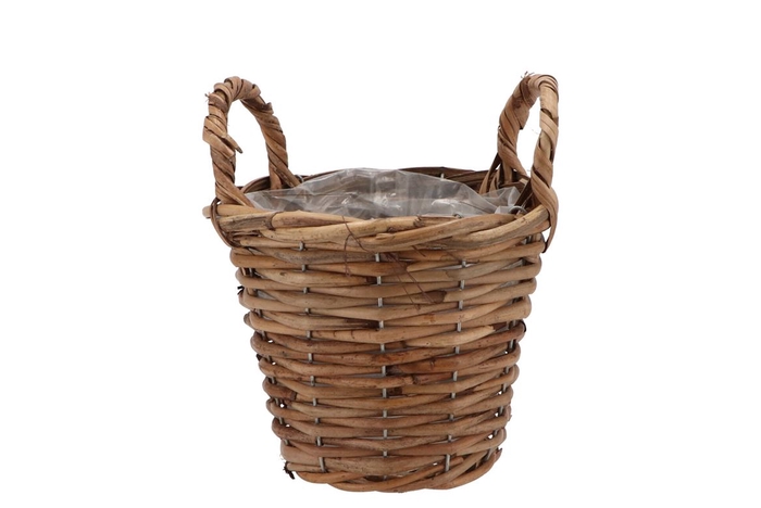 <h4>Rattan Basket Pot Round +ears 15x12cm</h4>