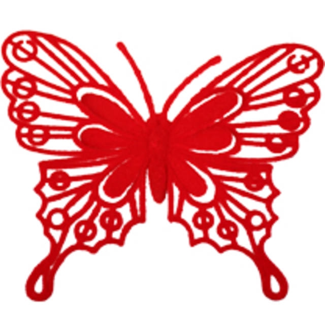 Bijsteker Vlinder baroque 9x10cm+50cm stok rood