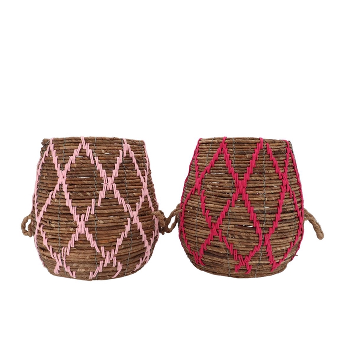 <h4>Venice Fuchsia/pink Basket Stitches Set 2 25x25x30/15x16x23</h4>