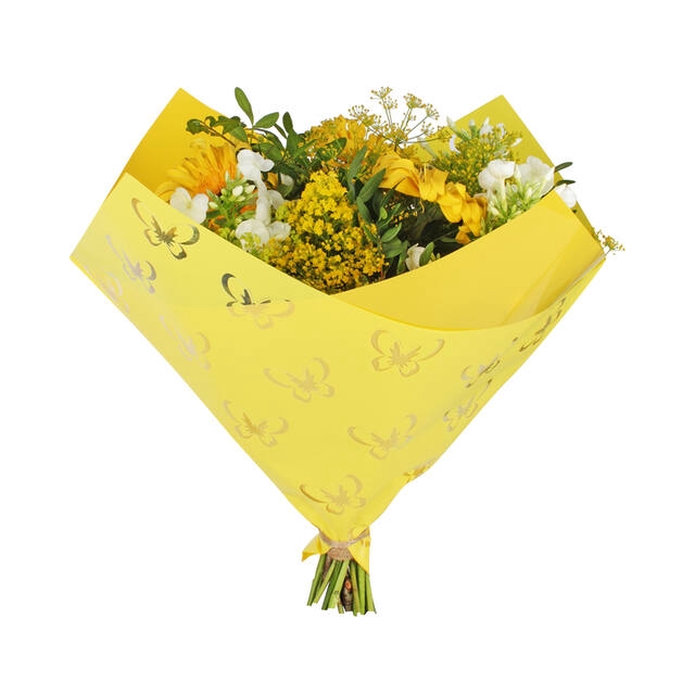 Slvs 35x35cm OPP40 Oblique Clear Butterfly yellow