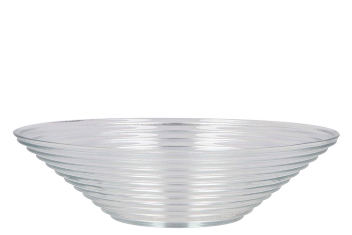 Glass Bowl Ribbed Konisch 30x30x8cm