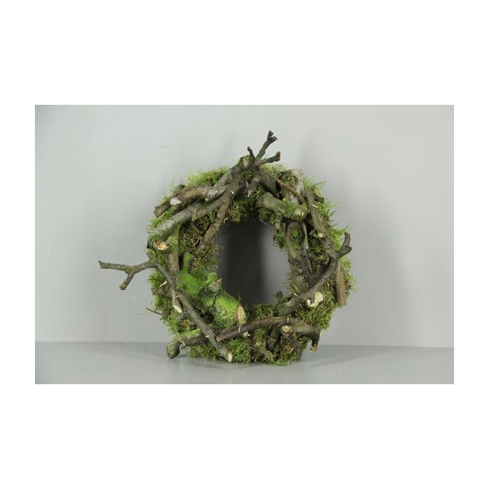 <h4>Wreath Pear Wood / Moss 25cm</h4>