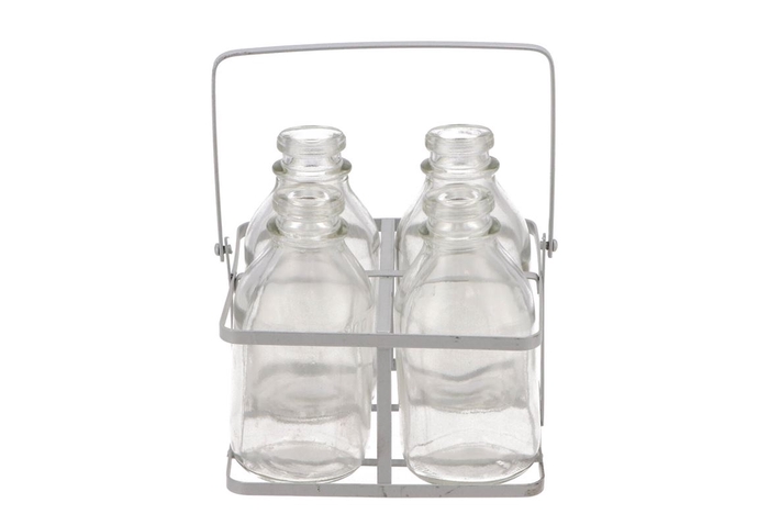 <h4>Metal Rack + 4-glass Bottles 12x12x12cm</h4>