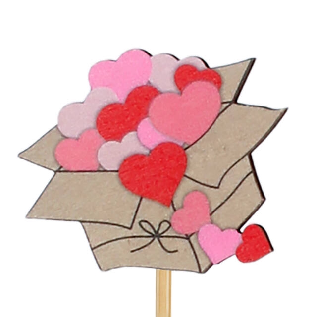 Bijsteker Box of Love hout 6x7cm +12cm stok
