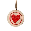 Pendant disc+ Paint Heart wood 5,5cm red