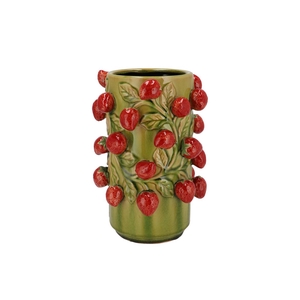 Fruit Strawberry Olive Green Cilinder 21x31cm